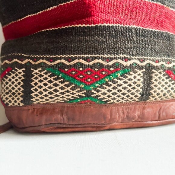 Vintage Handmade Ethnic Kilim Leather LArge Backpack main image 13